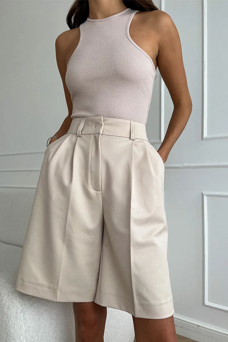 HPP1215 Solid High-Waist Shorts