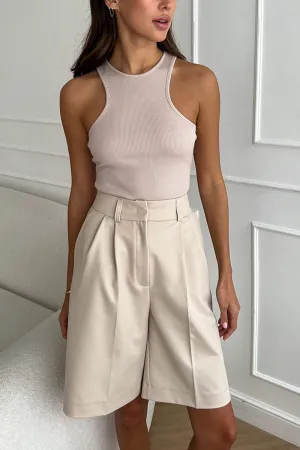 HPP1215 Solid High-Waist Shorts