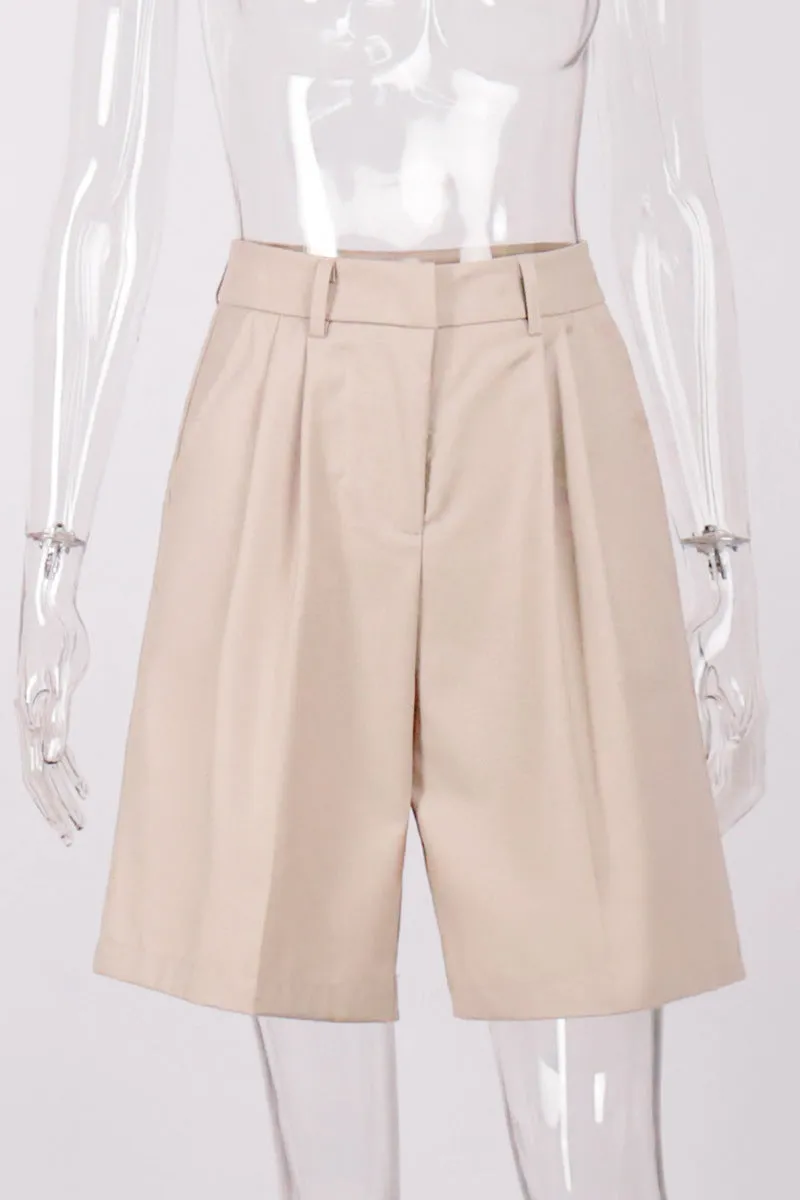 HPP1215 Solid High-Waist Shorts