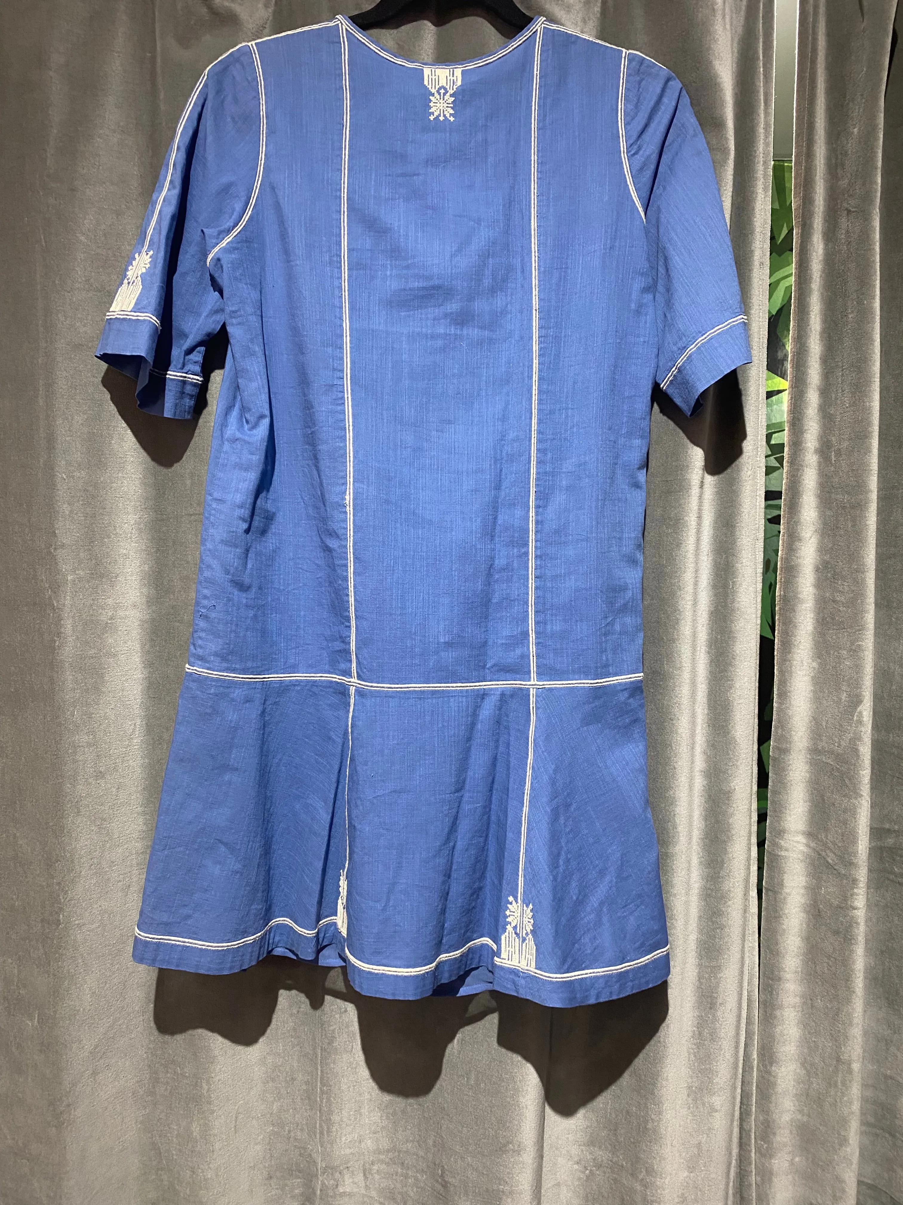 Isabel Marant Etoile Short Sleeve Blue Embroidered Dress
