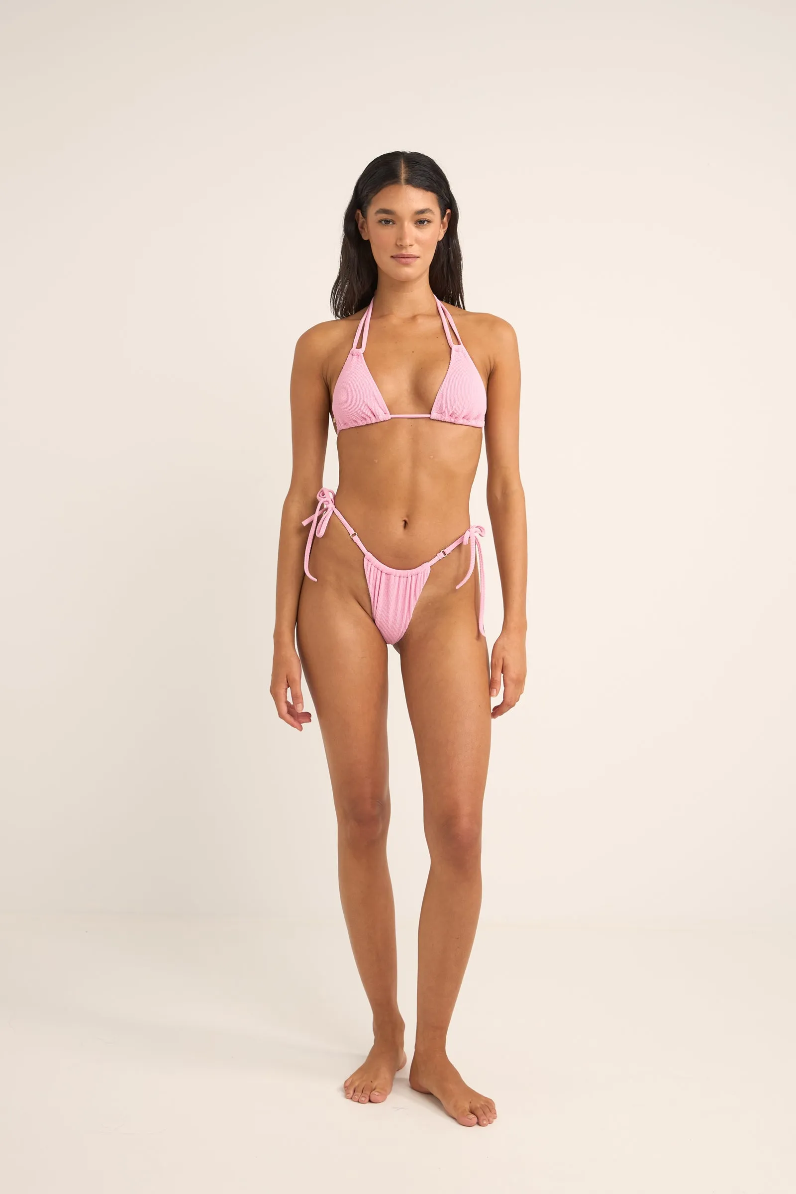 Isla Rib Slide Tri Top Pink