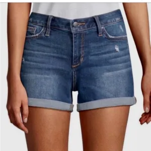 JOE’S Jeans Mid Rise Distressed Hailey Blue Denim Rolled Cuff Shorts size 26