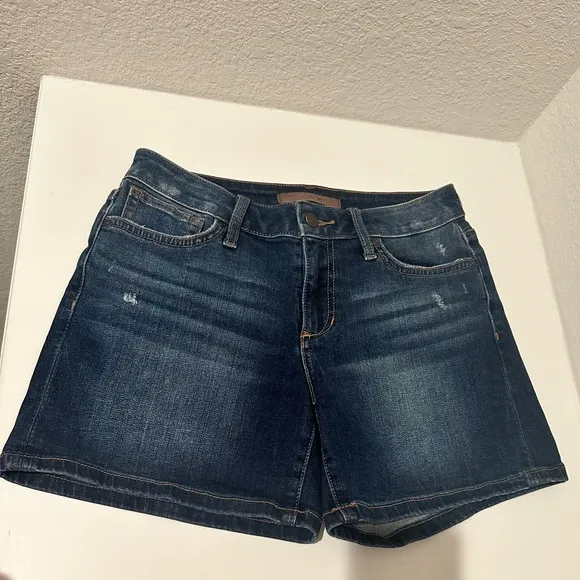JOE’S Jeans Mid Rise Distressed Hailey Blue Denim Rolled Cuff Shorts size 26