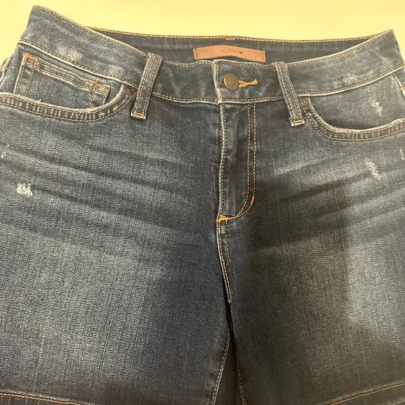 JOE’S Jeans Mid Rise Distressed Hailey Blue Denim Rolled Cuff Shorts size 26