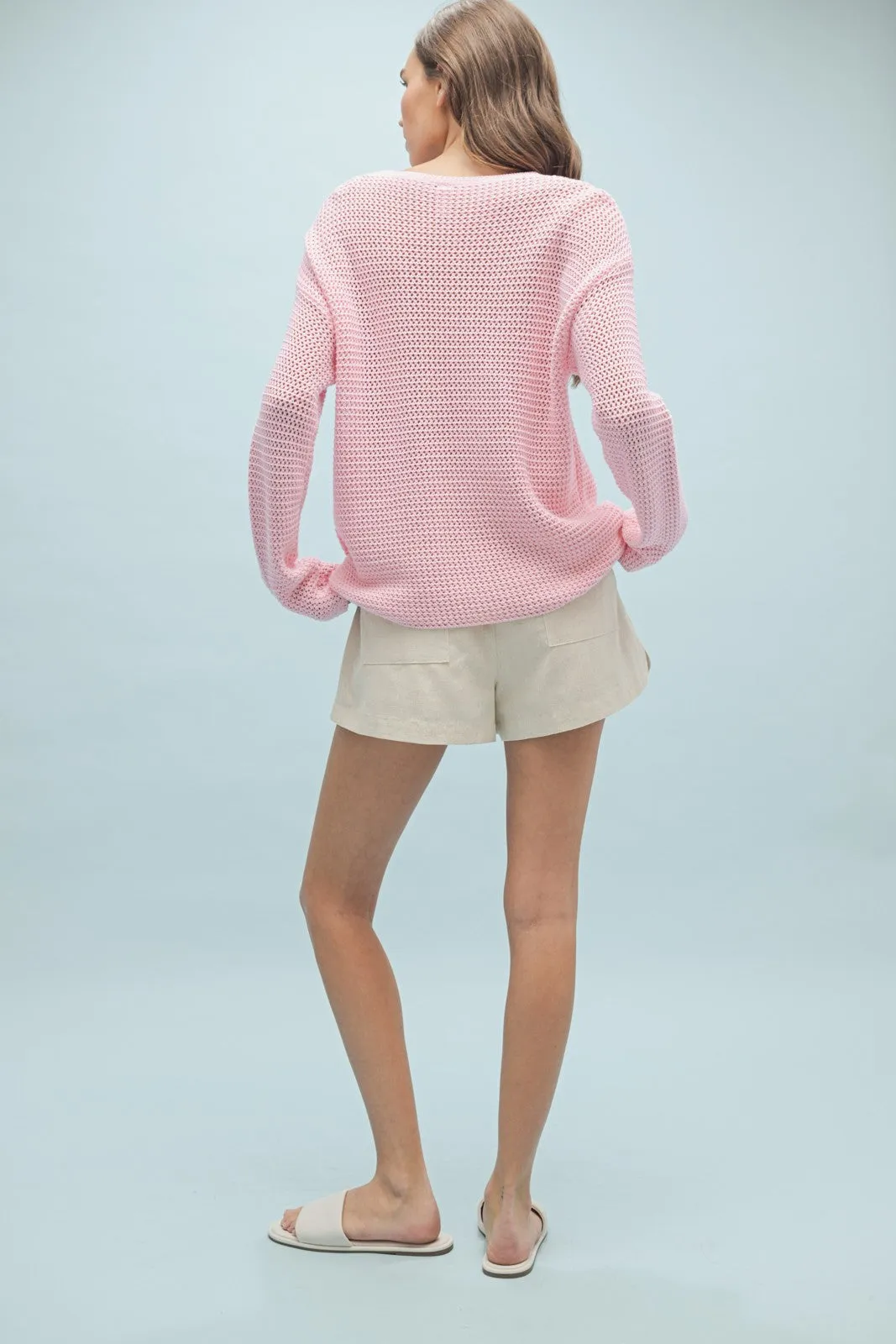 Josephine Pink Crochet Flower Sweater