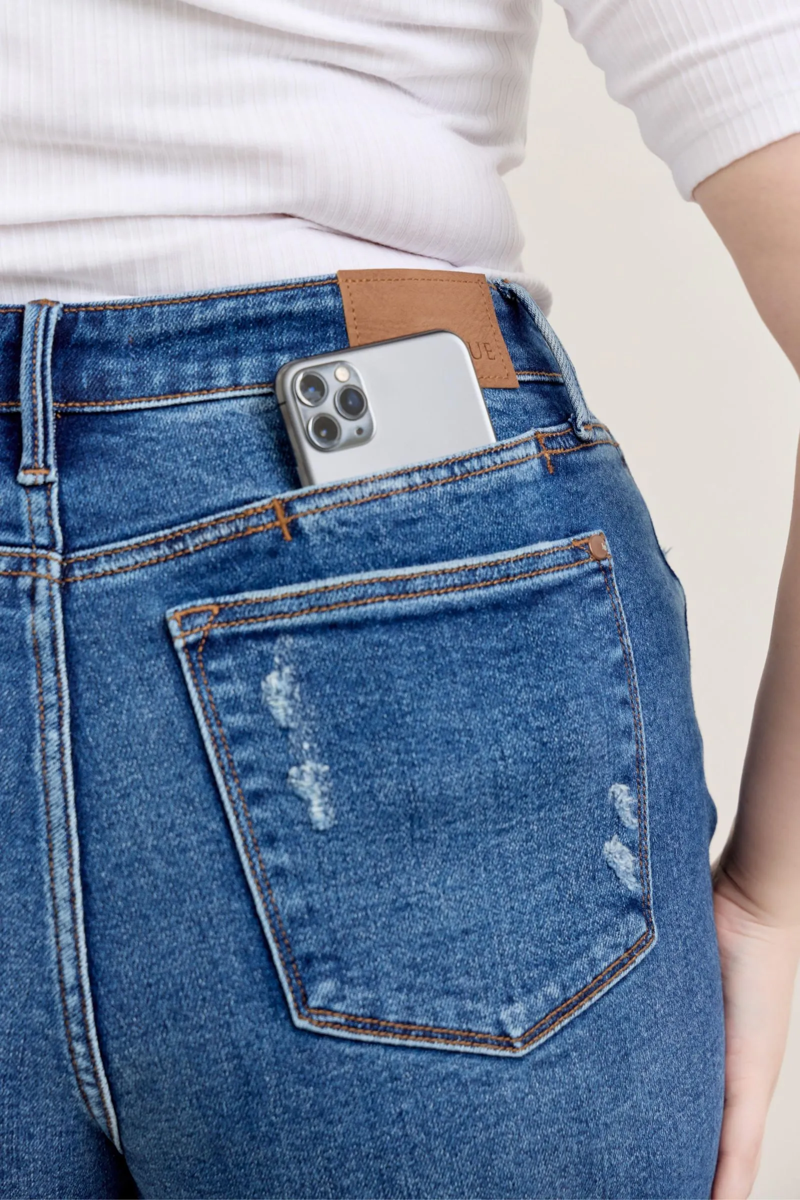 Judy Blue Cell Phone Pocket Mid Rise Dad Shorts