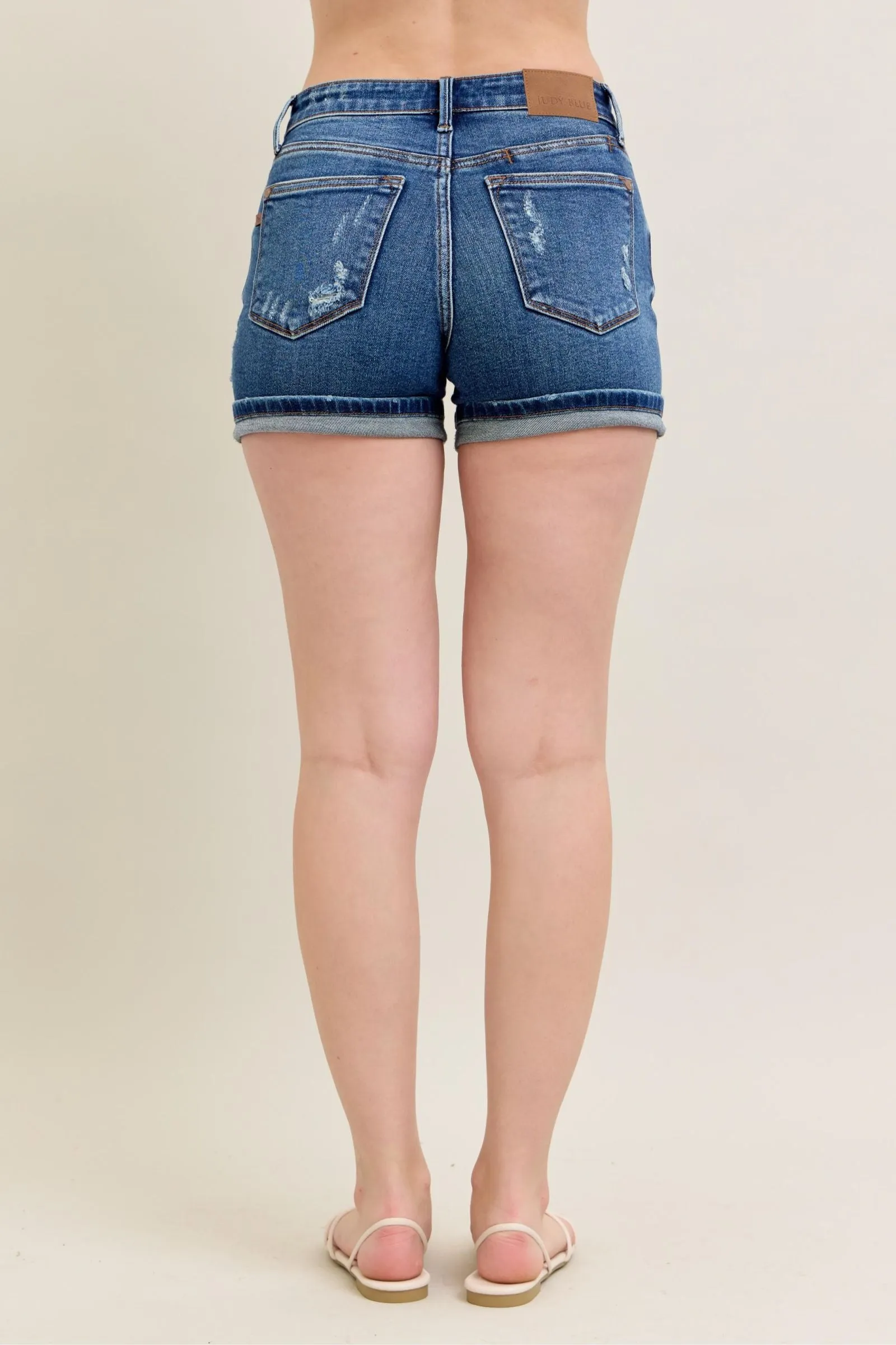 Judy Blue Cell Phone Pocket Mid Rise Dad Shorts