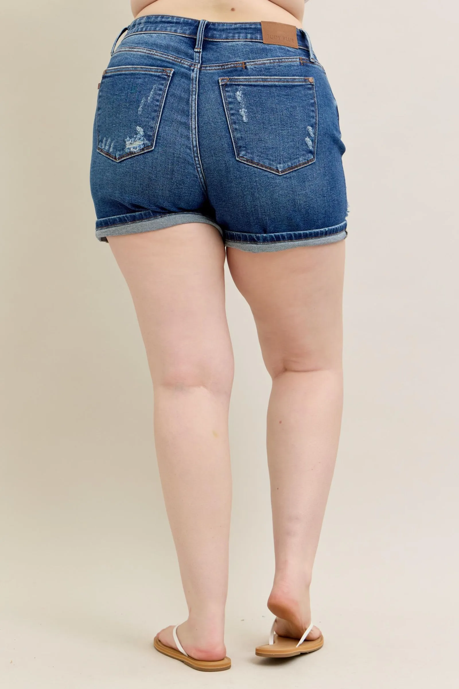Judy Blue Cell Phone Pocket Mid Rise Dad Shorts