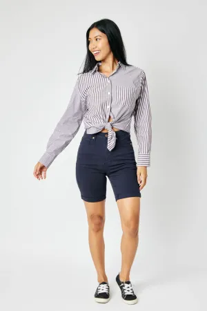 Judy Blue High Waist Tummy Control Navy Bermudas