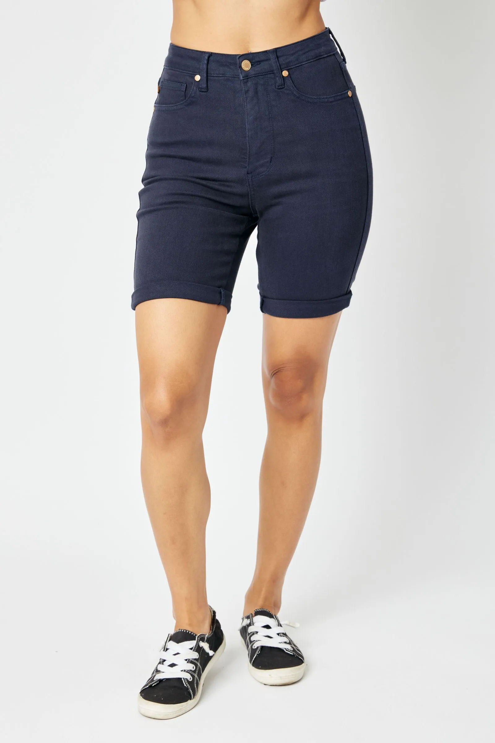 Judy Blue High Waist Tummy Control Navy Bermudas