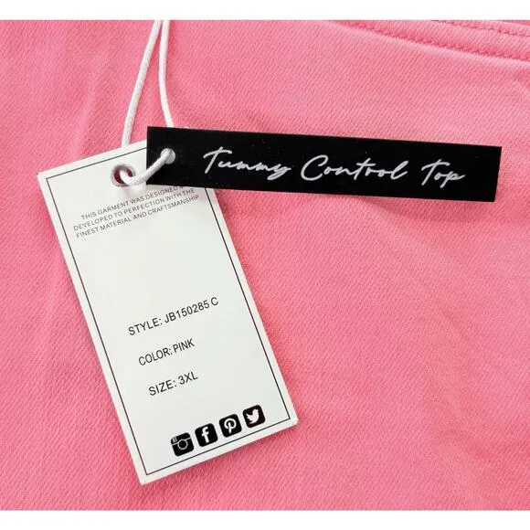 Judy Blue Tummy Control High Rise Cuffed Shorts Pink Stretch Size 3XL JB150285 C