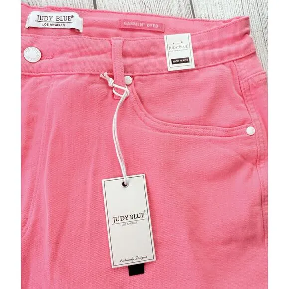Judy Blue Tummy Control High Rise Cuffed Shorts Pink Stretch Size 3XL JB150285 C