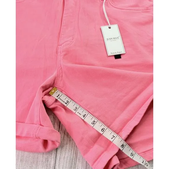 Judy Blue Tummy Control High Rise Cuffed Shorts Pink Stretch Size 3XL JB150285 C