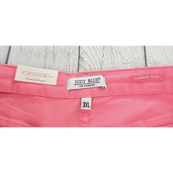 Judy Blue Tummy Control High Rise Cuffed Shorts Pink Stretch Size 3XL JB150285 C