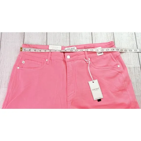Judy Blue Tummy Control High Rise Cuffed Shorts Pink Stretch Size 3XL JB150285 C