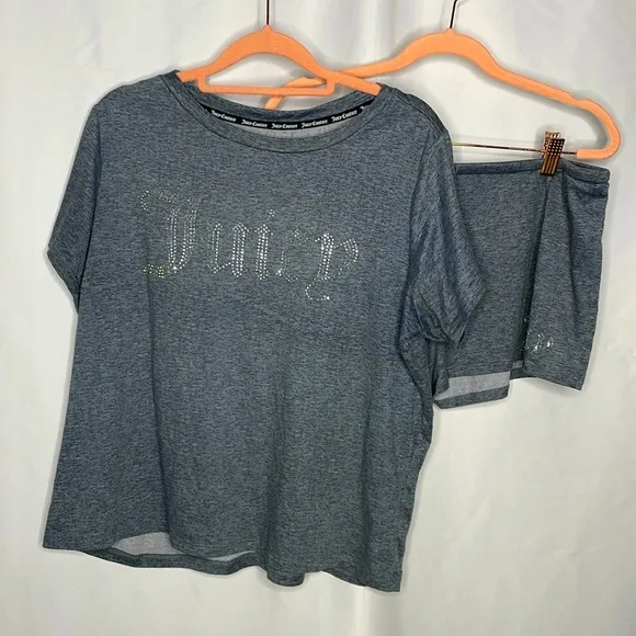 Juicy Couture Gray Sleepwear Pajamas Loungewear Shorts Set | Size L