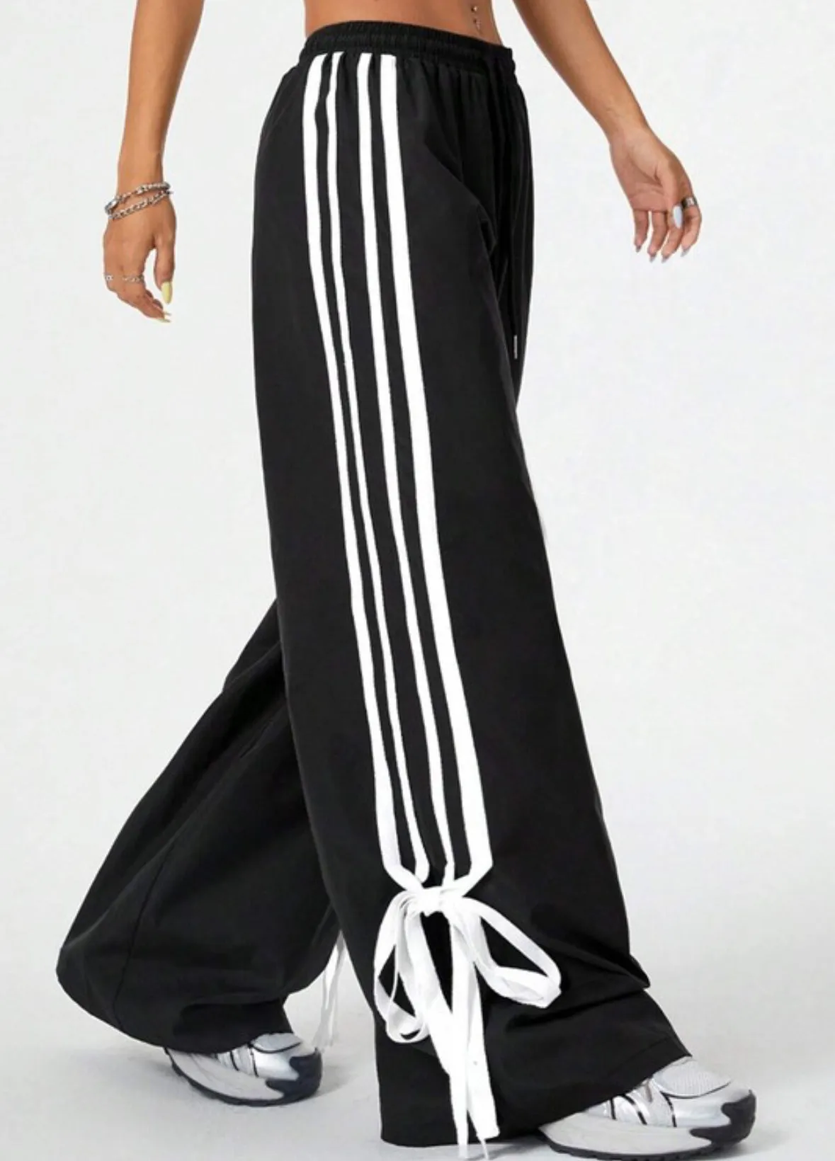 Just A Girl Bow Track Pant | Black