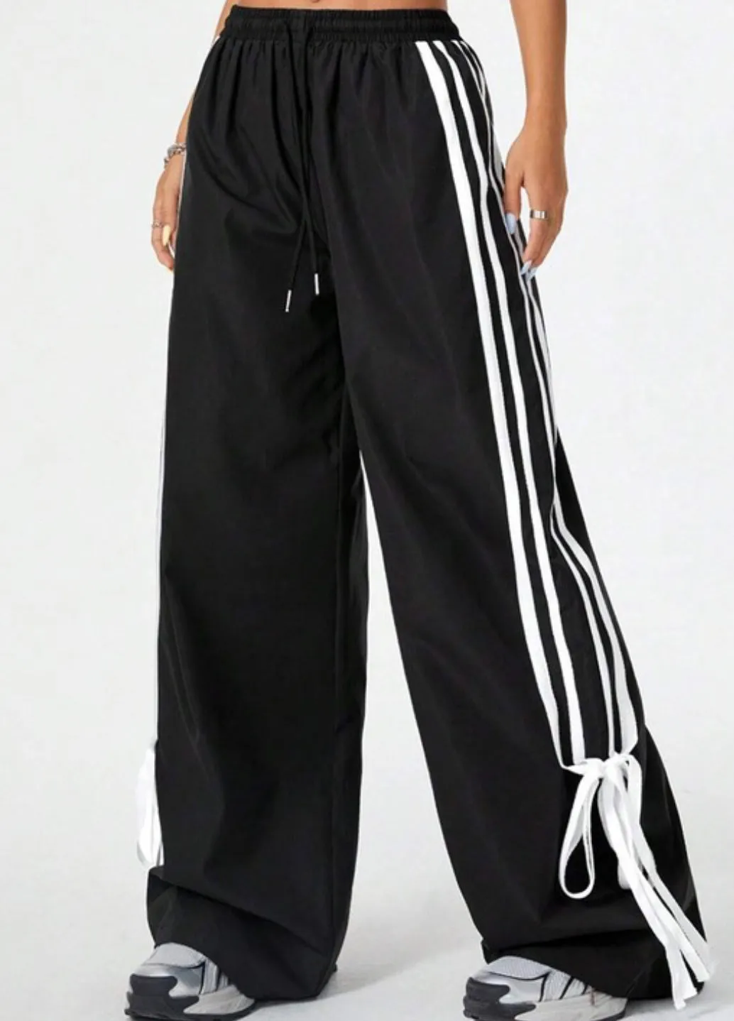 Just A Girl Bow Track Pant | Black