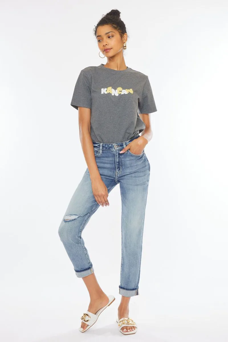 KanCan High Rise Cuffed Mom Fit