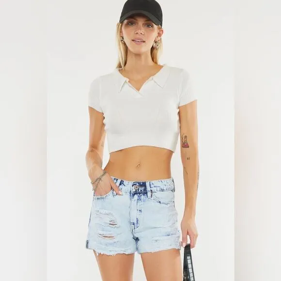 KanCan Kaya High Rise Shorts in Light Wash Size 0/23 NWT