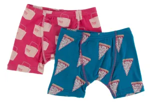 KicKee Pants Seaport Pizza Slices & Cherry Pie Takeout Boys Boxer Briefs Set