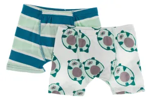 KicKee Pants Seaside Cafe Stripe & Natural Ottercado Boys Boxer Briefs Set