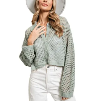 Kiki Mint Crochet Cardigan
