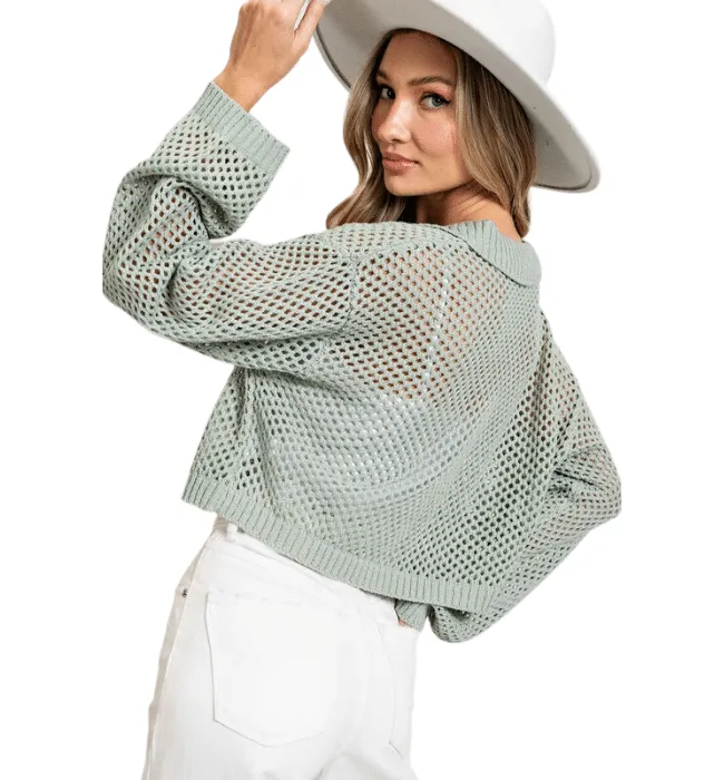 Kiki Mint Crochet Cardigan