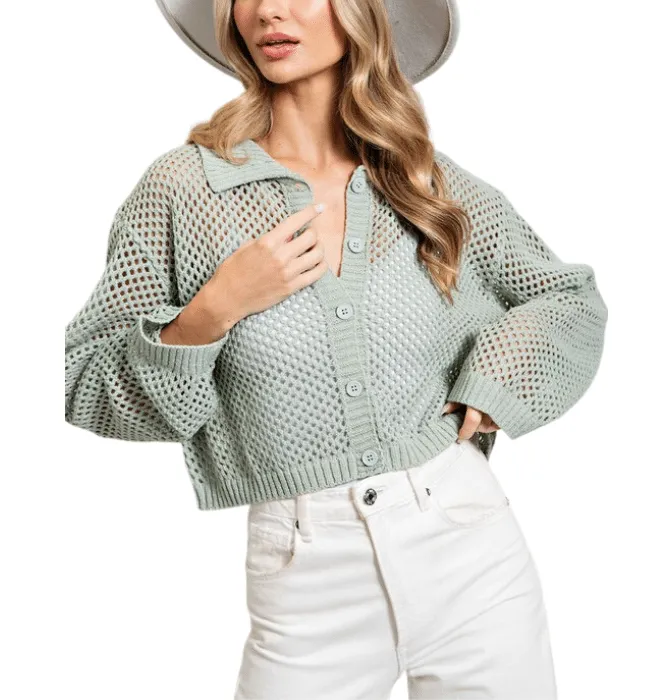 Kiki Mint Crochet Cardigan