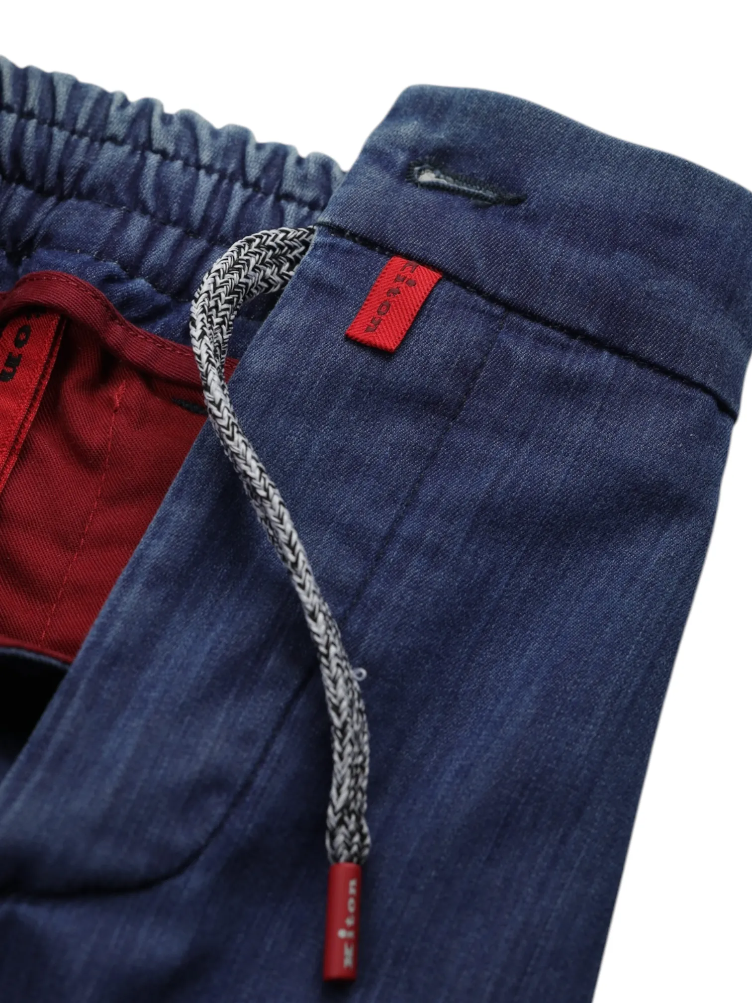Kiton Chambray Blue Cotton-Stretch Casual Trousers