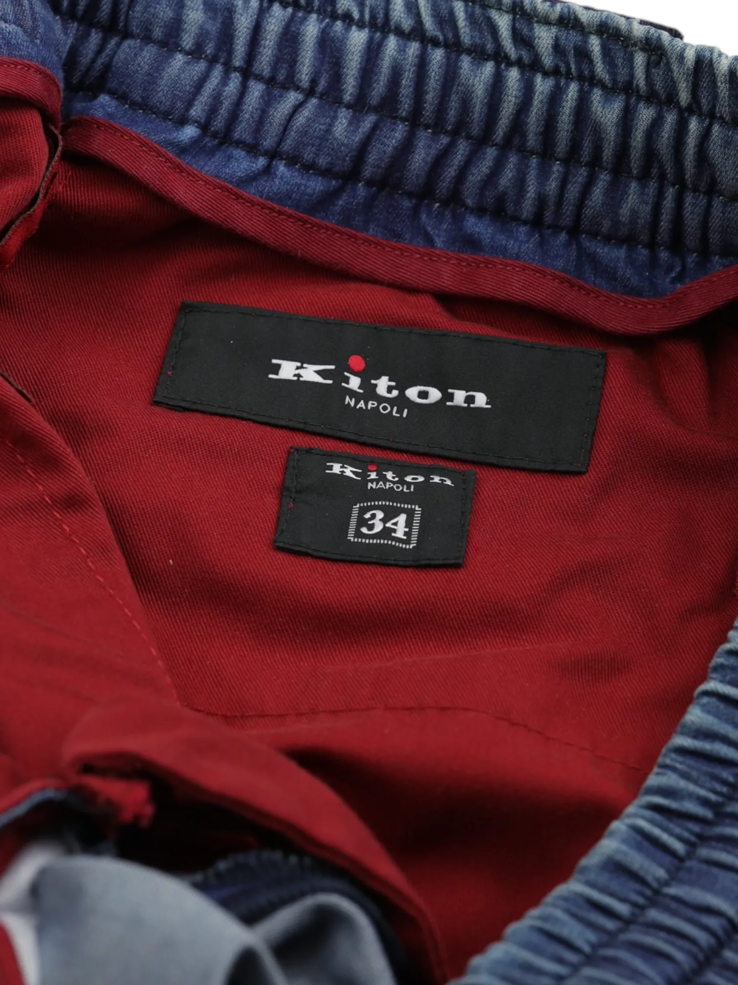 Kiton Chambray Blue Cotton-Stretch Casual Trousers