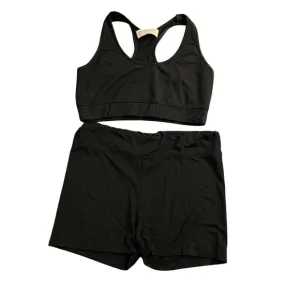 La Relaxed Womens Black Racerback Sports Bra &amp; Shorts Set Tencel/Spandex M