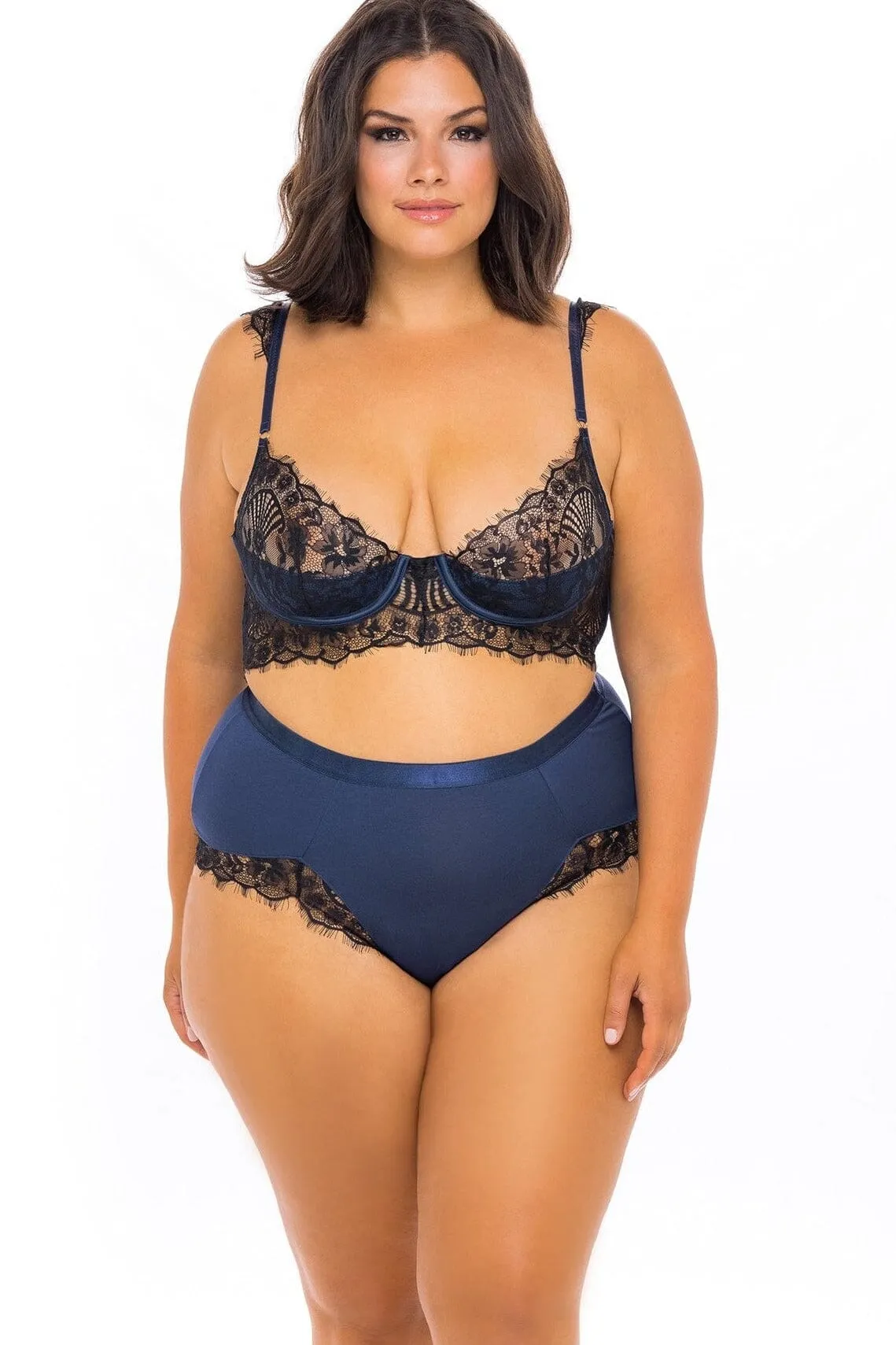 Lace Bra With High Waist Shorts