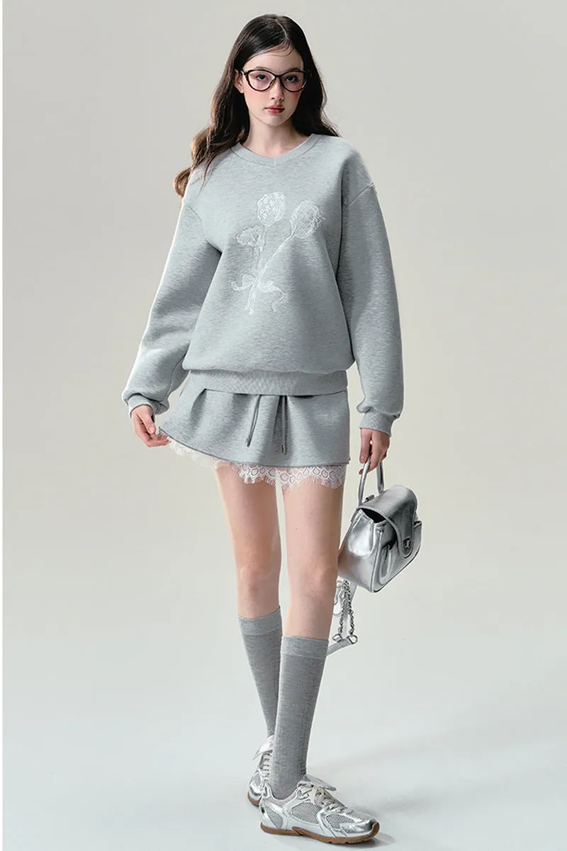 Lace Grey Sweatshirt / Skirt