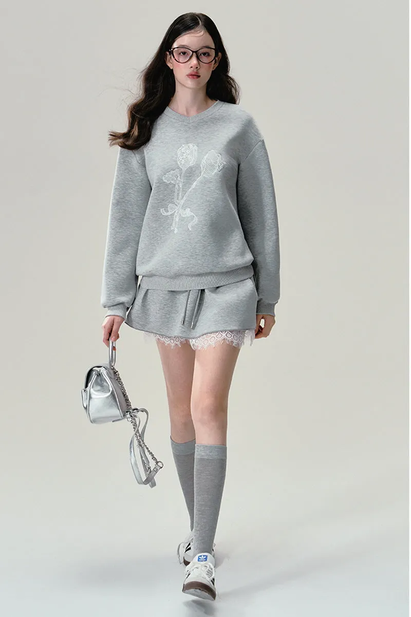 Lace Grey Sweatshirt / Skirt