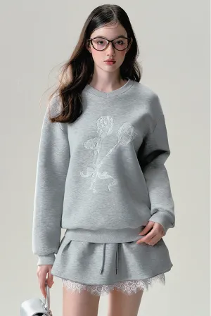 Lace Grey Sweatshirt / Skirt