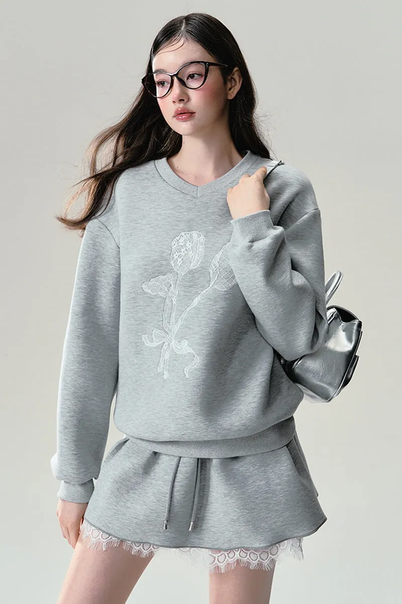 Lace Grey Sweatshirt / Skirt