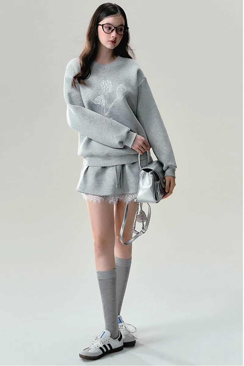Lace Grey Sweatshirt / Skirt