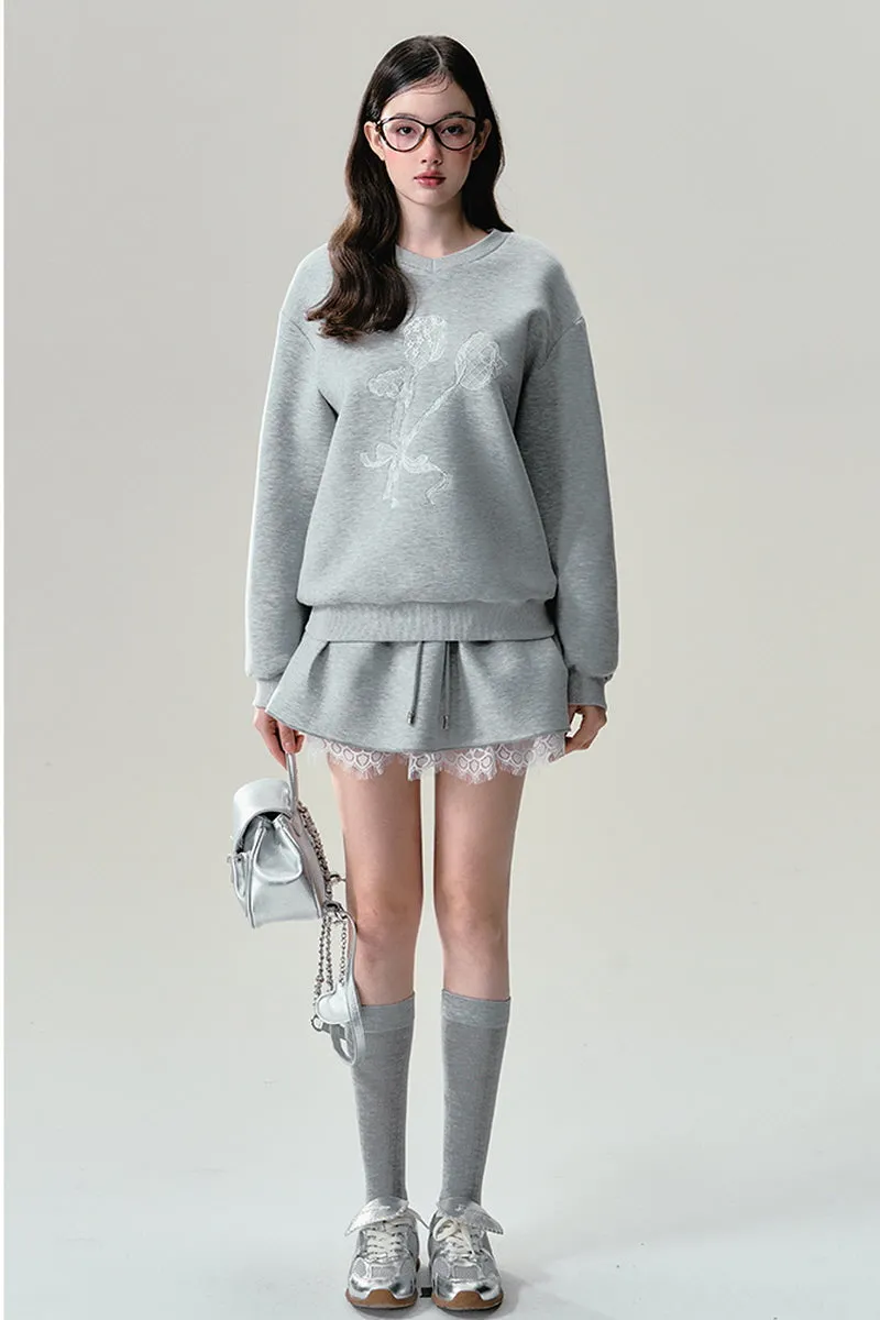 Lace Grey Sweatshirt / Skirt