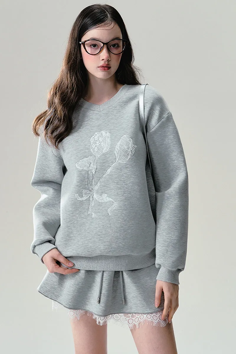 Lace Grey Sweatshirt / Skirt