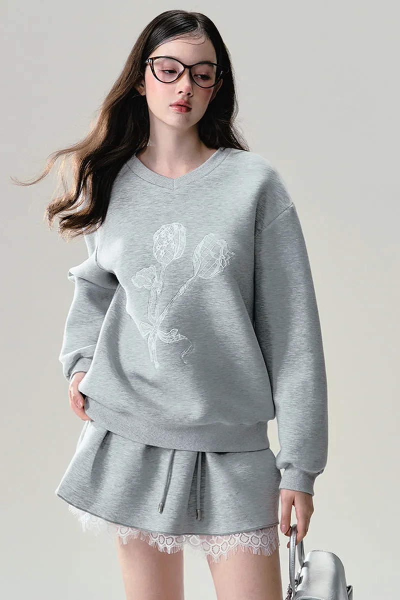 Lace Grey Sweatshirt / Skirt