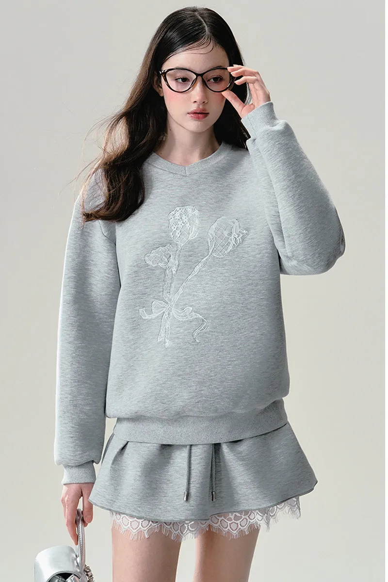 Lace Grey Sweatshirt / Skirt