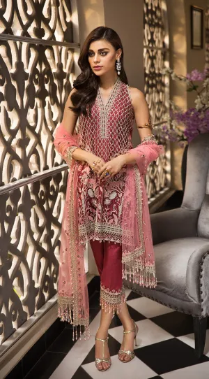 Latest Pakistani designer dress in beautiful red color # P2256