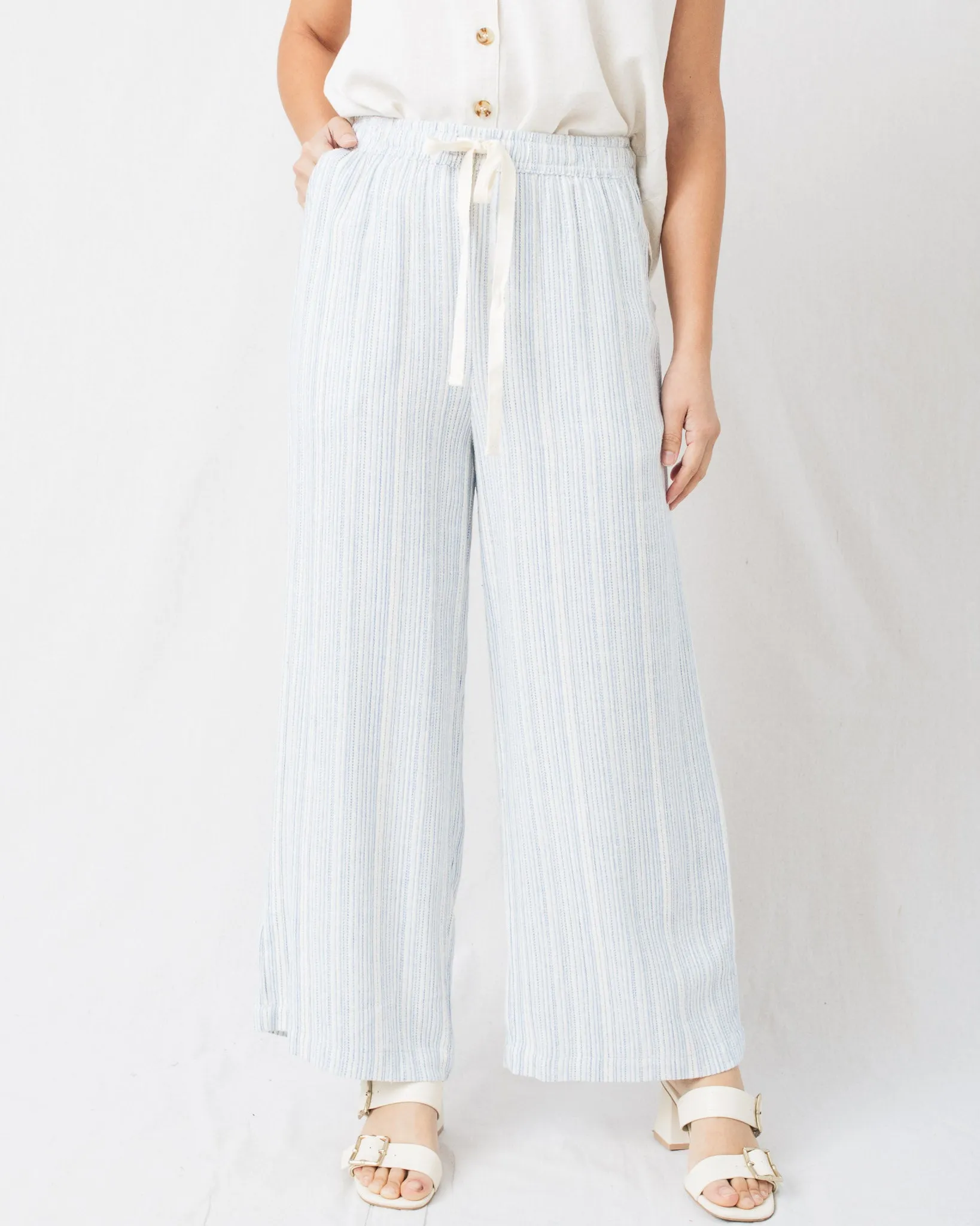 Laura Striped Linen Blend Wide Leg Pants