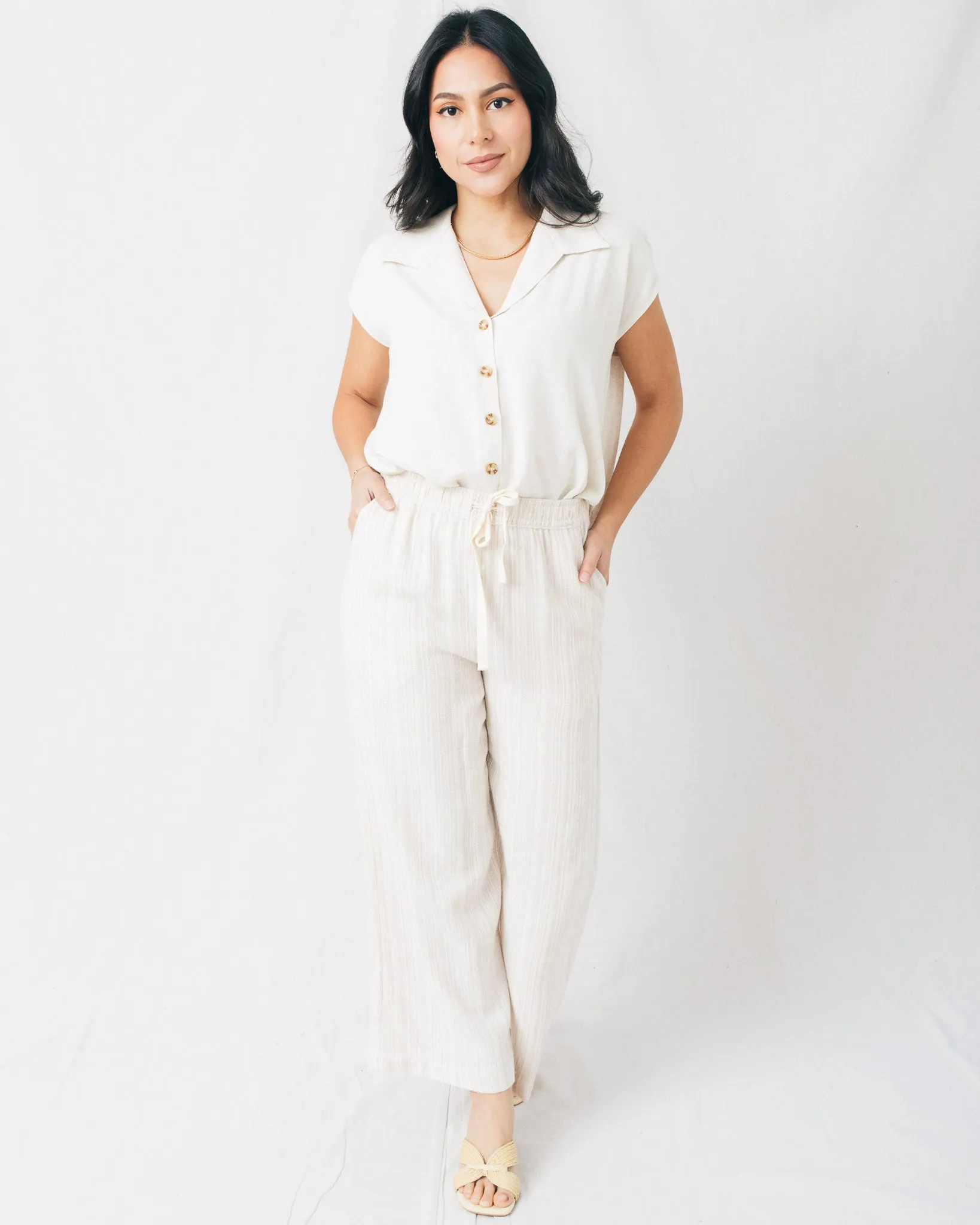 Laura Striped Linen Blend Wide Leg Pants