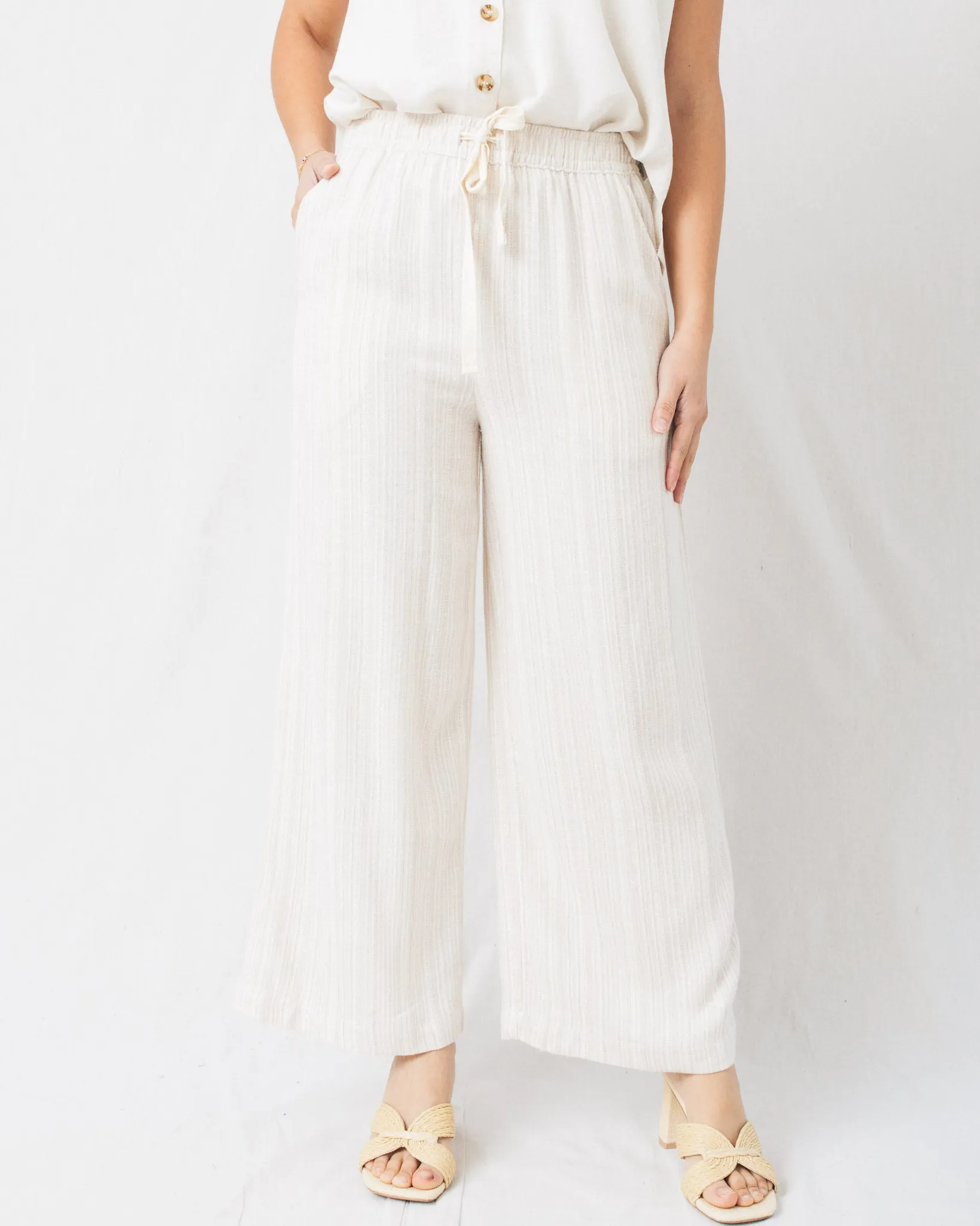 Laura Striped Linen Blend Wide Leg Pants