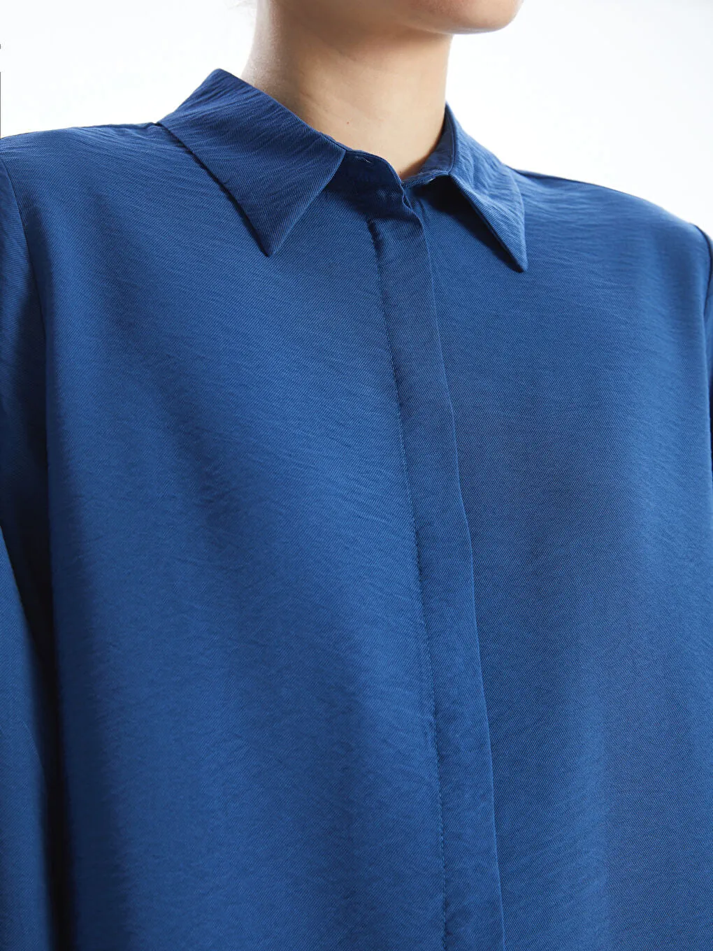 LCWAIKIKI Classic Navy Blue Loose Fit Women Shirt Tunic
