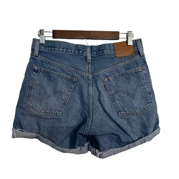 Levi's Womens Button Fly Distressed Cut Off Cuffed High Rise 501 Jean Shorts 27