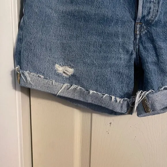Levi's Womens Button Fly Distressed Cut Off Cuffed High Rise 501 Jean Shorts 27