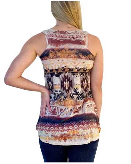 Liberty Wear Collection Tops: Tank Earthtone Tribal